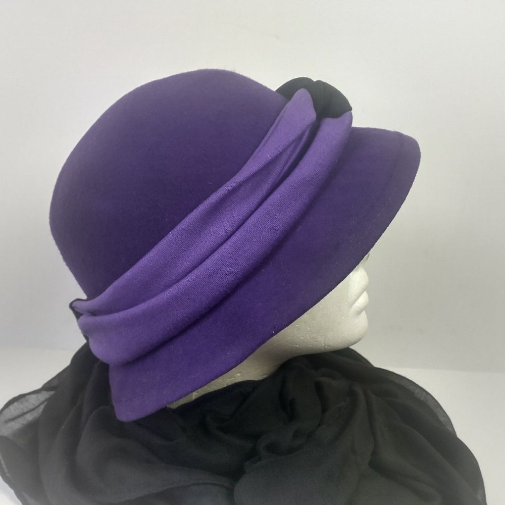 Beautiful Black and Purple Wool Church Hat